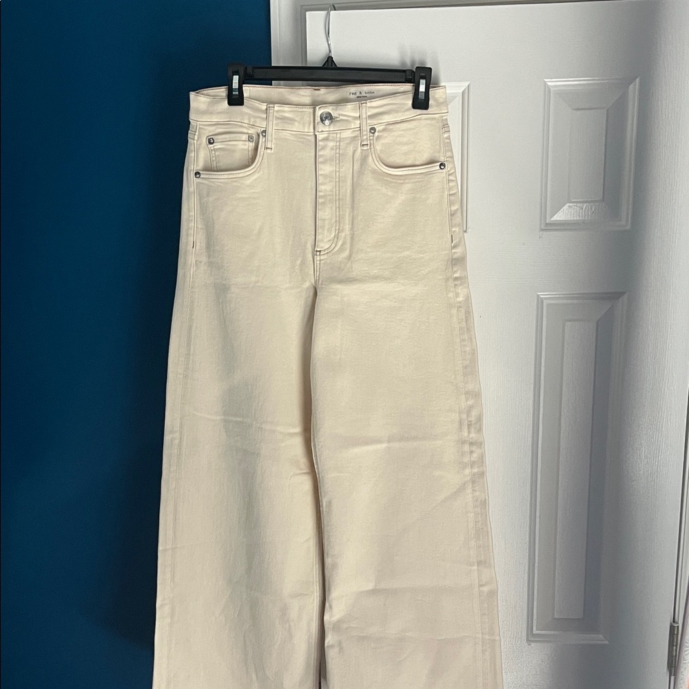 rag & bone NEW cream wide leg crop jeans